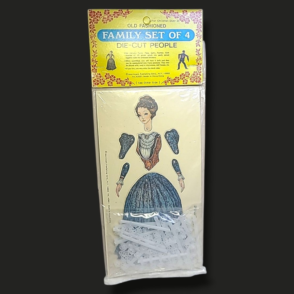 Vintage Old Fashioned Die-Cut People Family Set of 4 Craft Kit Sealed NOS